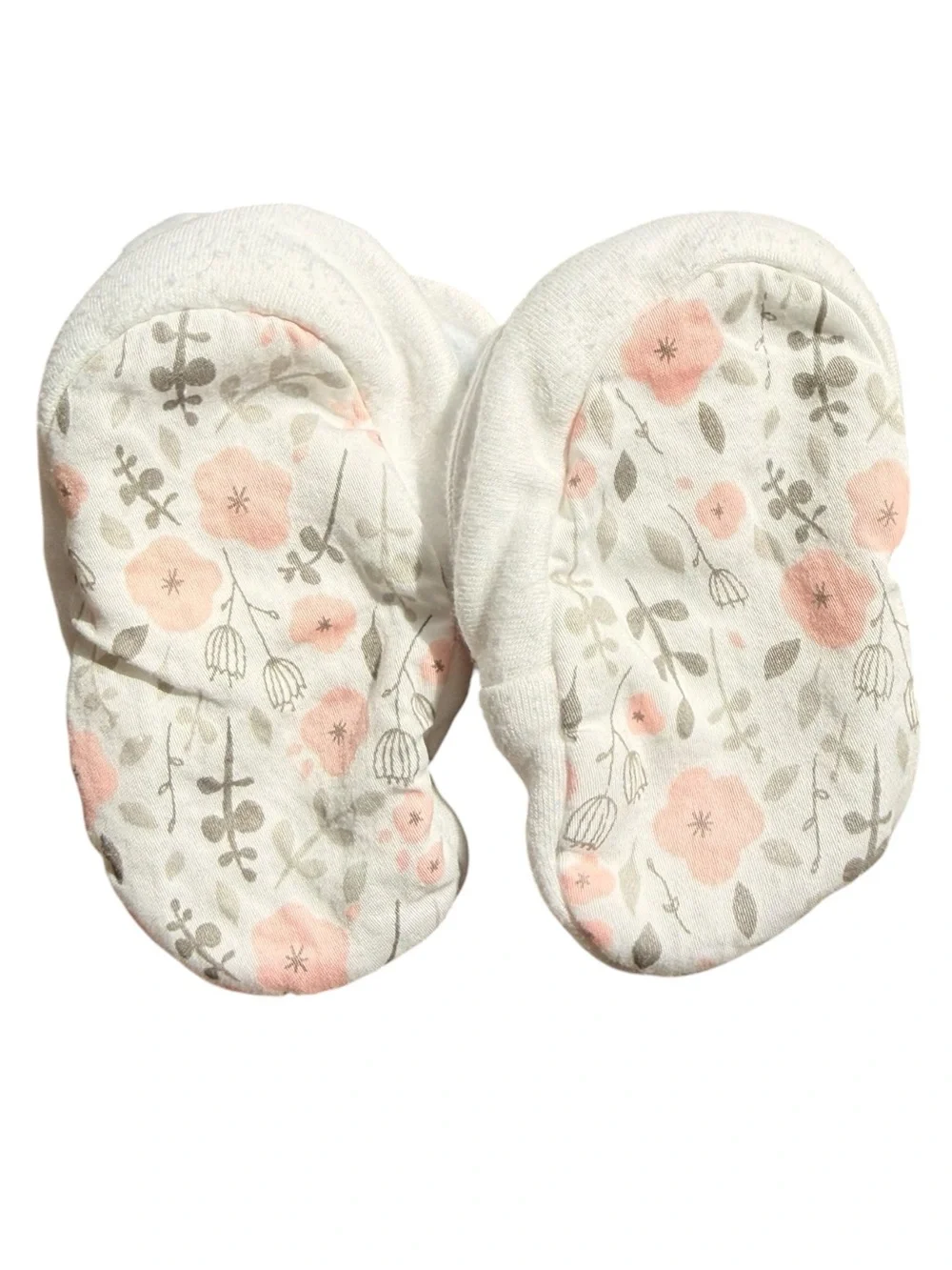 Goumikids Bab Girls Pink & White Floral Print Soft Stay-On Booties. 0-3 Months.